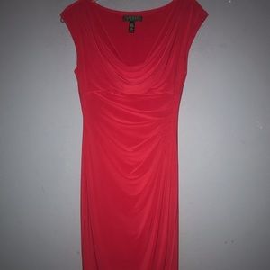 Ralph Lauren stunning red ruched dress/SZ 4/new